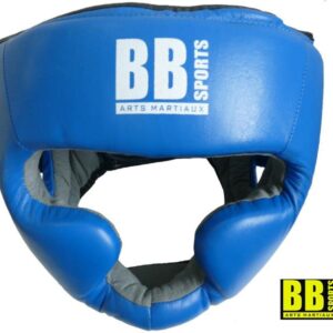 Casque de boxe en cuir intégral bleu