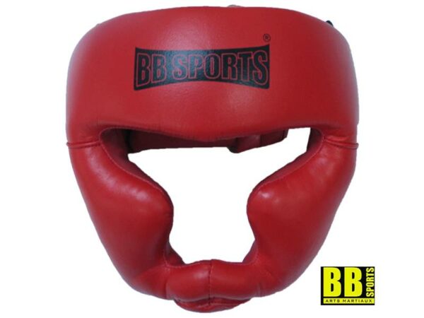 Casque de boxe en cuir intégral rouge