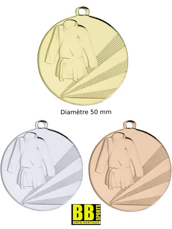 Médaille frappée pour arts martiaux en 3 couleurs