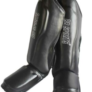 Protège tibia pied pour MMA en cuir noir